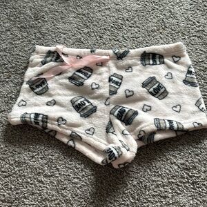 Booty shorts with coffee and hearts on it